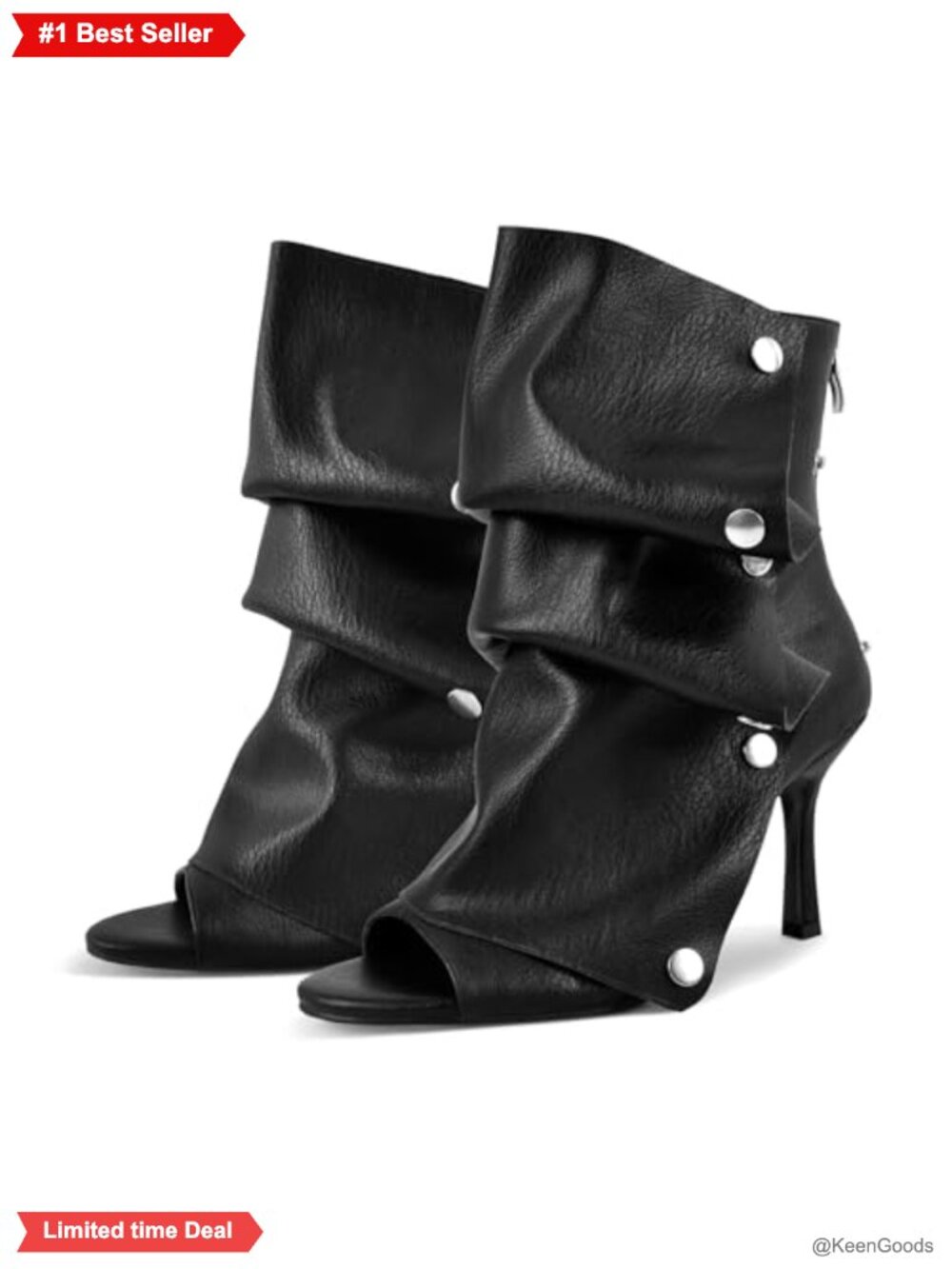 Peep Toe Slouchy Stiletto Kitten Heel Shark Booties Open Toe Back Zipper Ankle